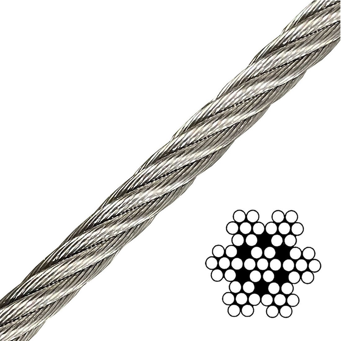 7x7 Stainless Steel (T316) Aircraft Cable 5000' - Custom Length