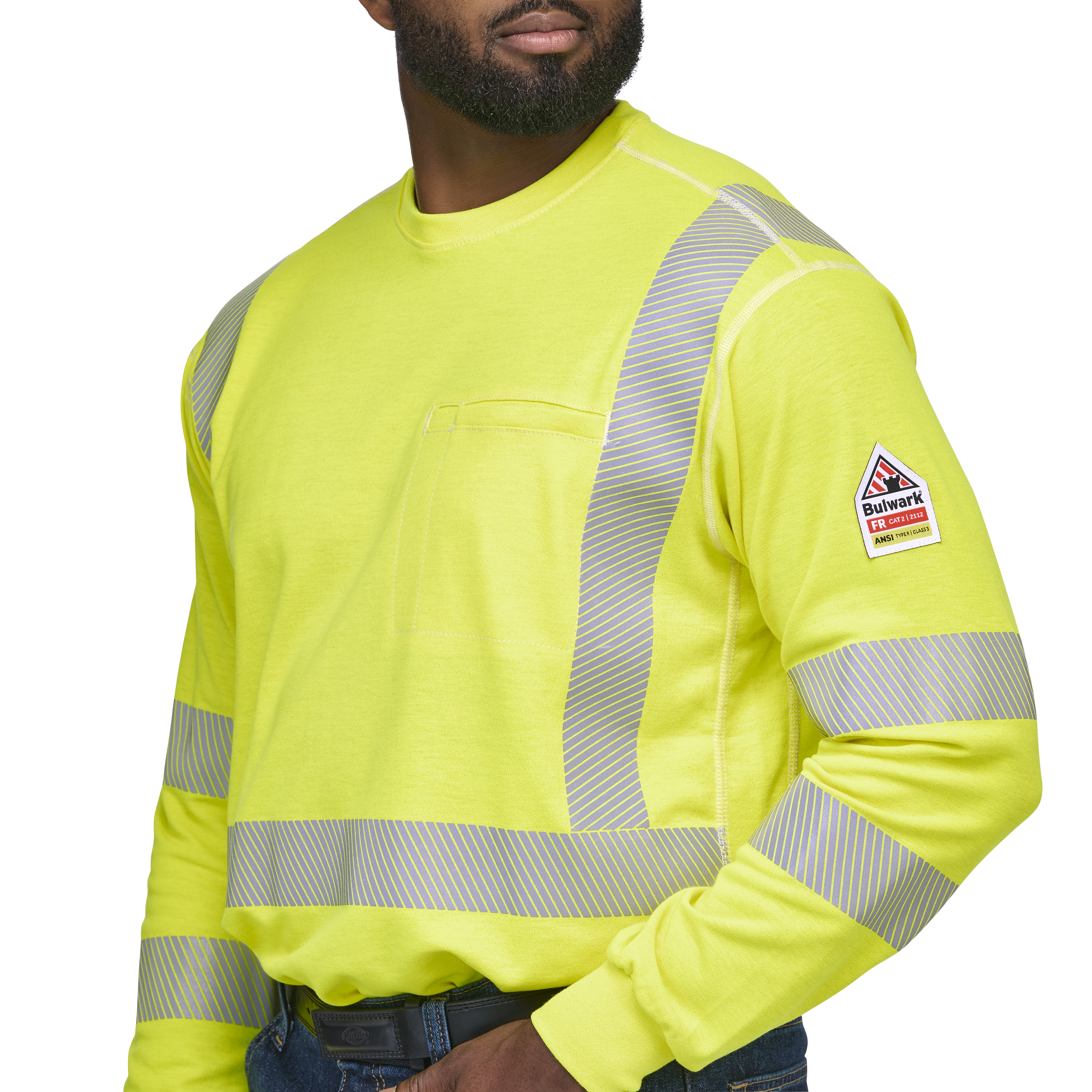 Bulwark® Men's Lightweight FR Hi-Visibility Long Sleeve T-Sh from GME Supply
