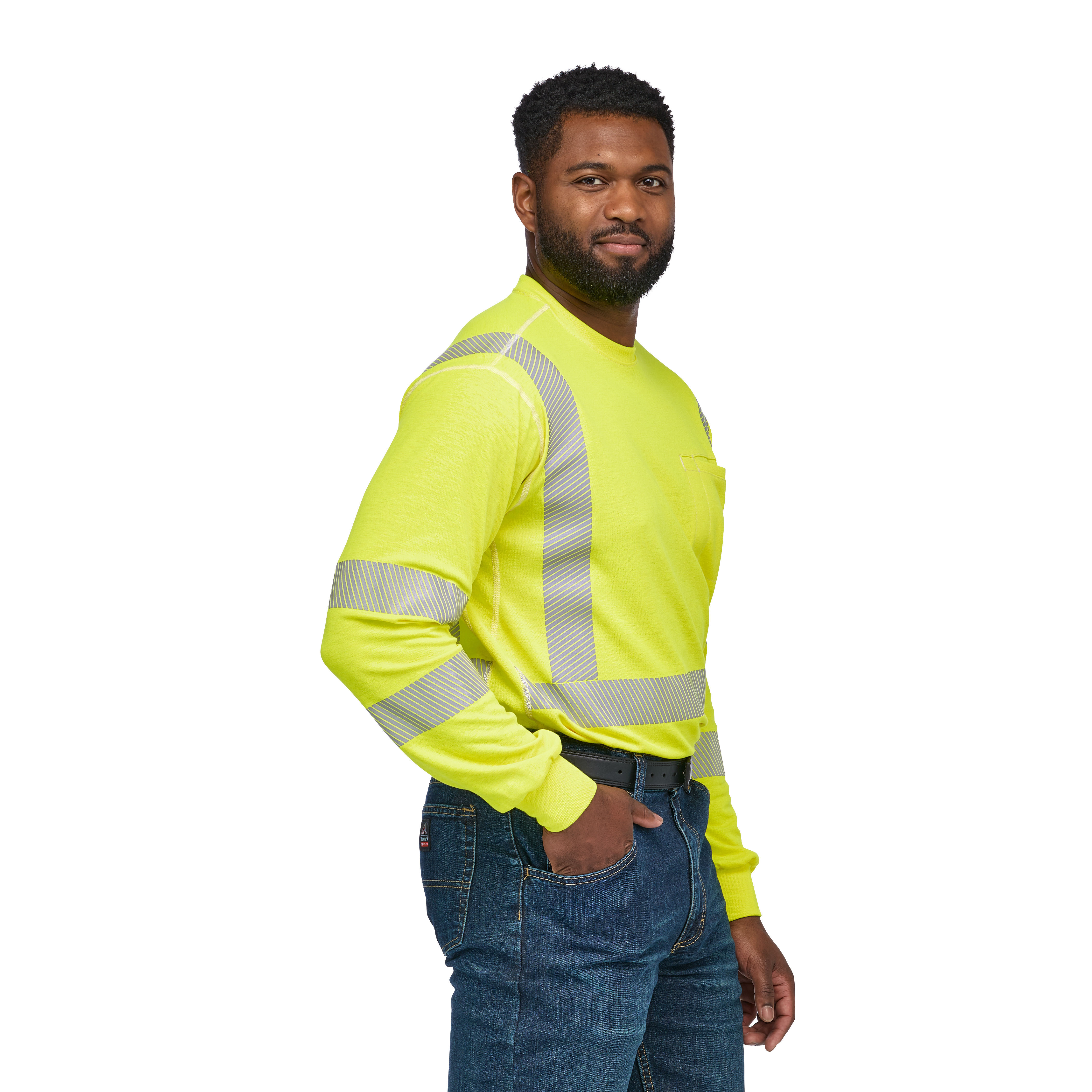 Bulwark® Men's Lightweight FR Hi-Visibility Long Sleeve T-Sh from GME Supply