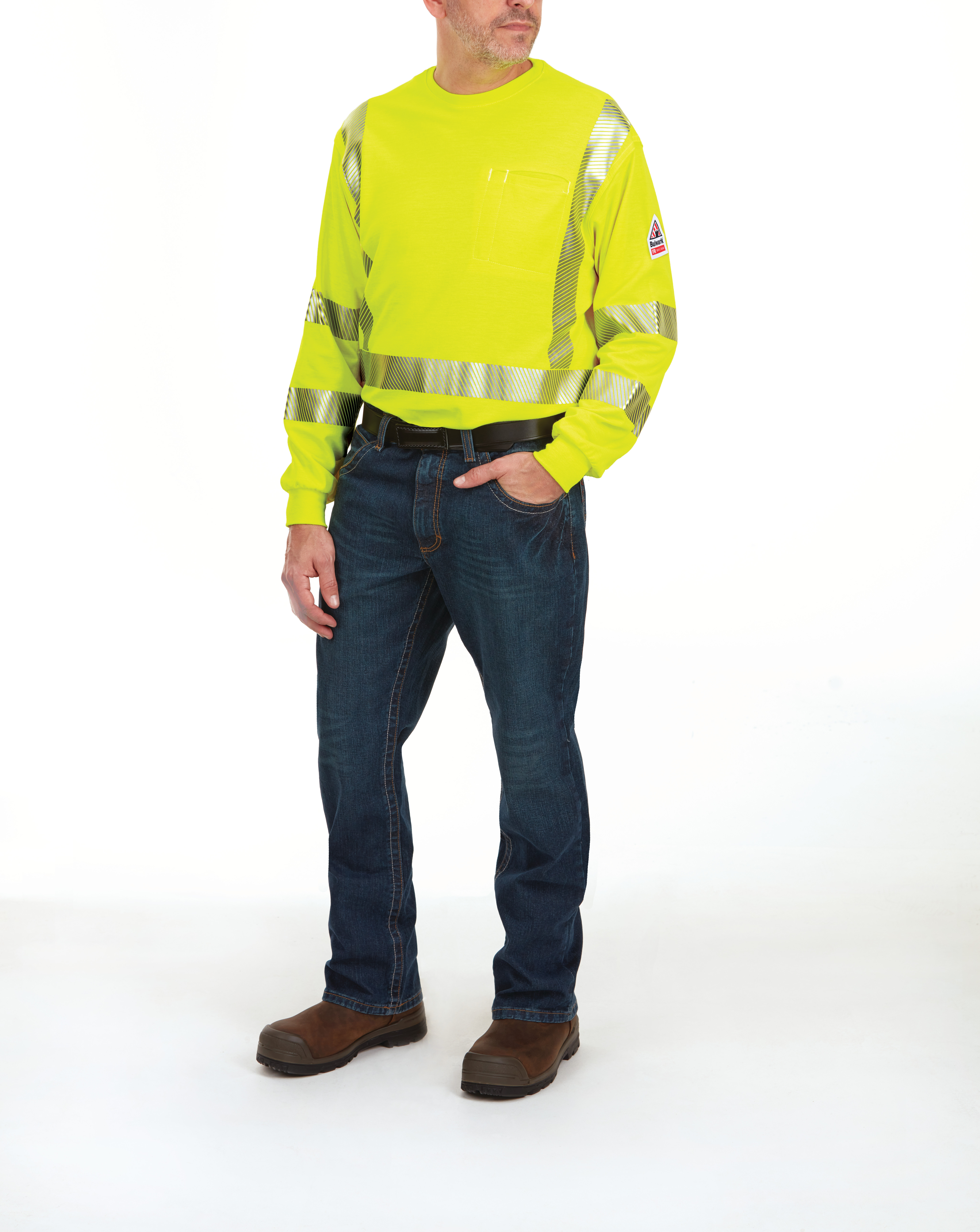 Bulwark® Men's Lightweight FR Hi-Visibility Long Sleeve T-Sh from GME Supply